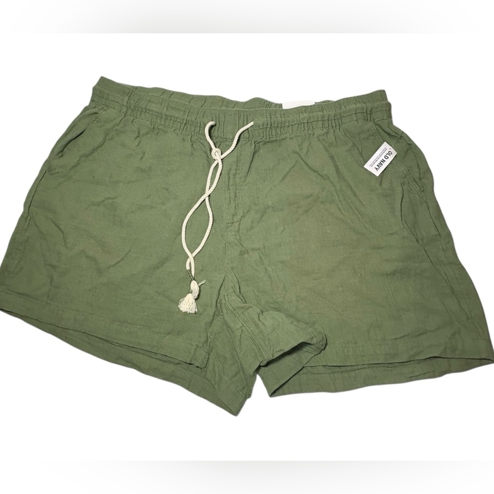 New Old Navy Olive Green Gauze Shorts Cotton 3X Plus  Size Drawstring Elastic